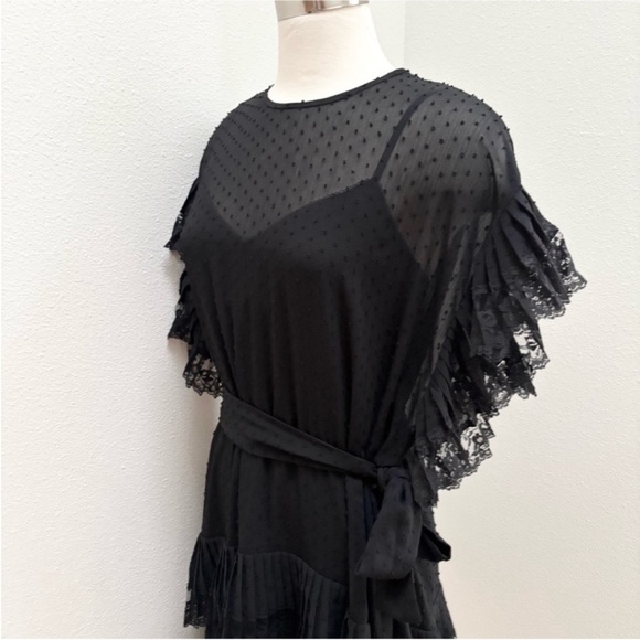 Zimmermann Espionage Mini Dress Ruffle Tiered Swiss Dot Rare Black Size 2 US 6 8 - Picture 5 of 16